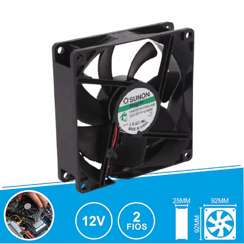 Ventoinha 12VDC 92x92x25mm 2 Fios HA92251V4-1000U-A99 SUNON
