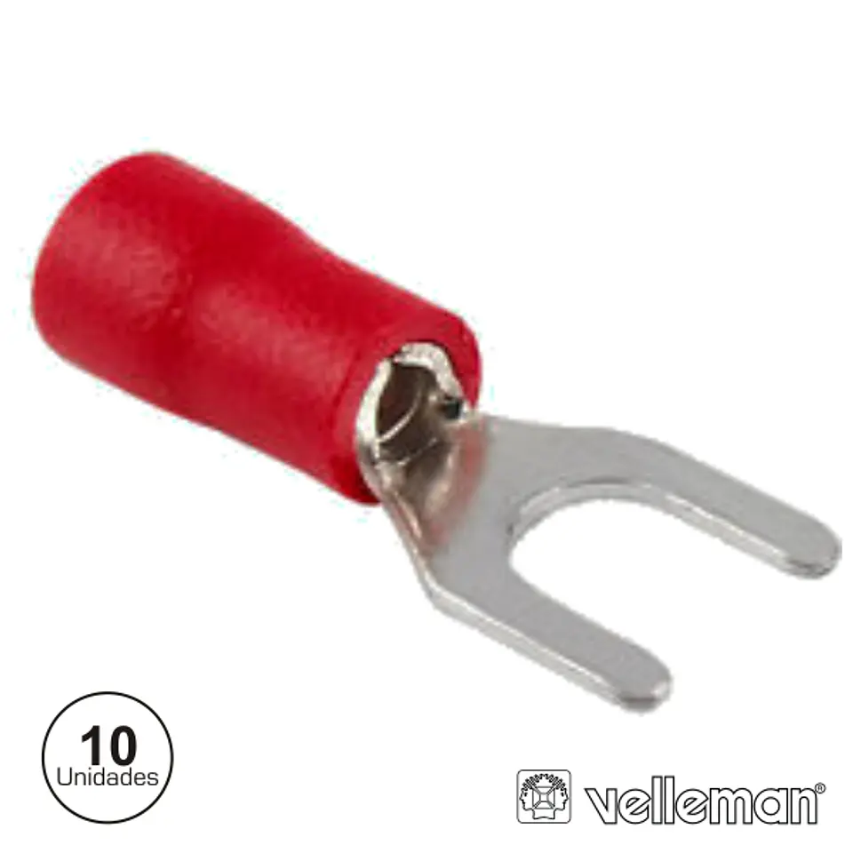 TERMINAL FORQUILHA ISOLADO 3.7MM 10X VERMELHO BLISTER 1