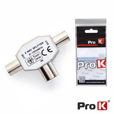 Ficha Coaxial Splitter Tripla 1 Fêmea / 2 Machos PROK