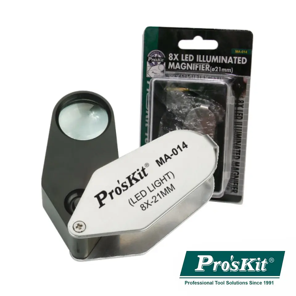 LUPA DE BOLSO 8X C/ LED PROSKIT 1