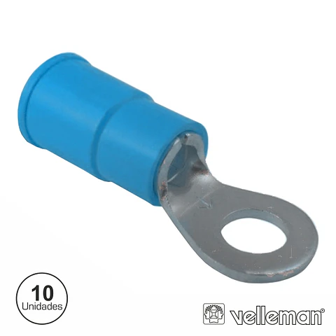 TERMINAL REDONDO ISOLADO 6.4MM 10X AZUL VELLEMAN