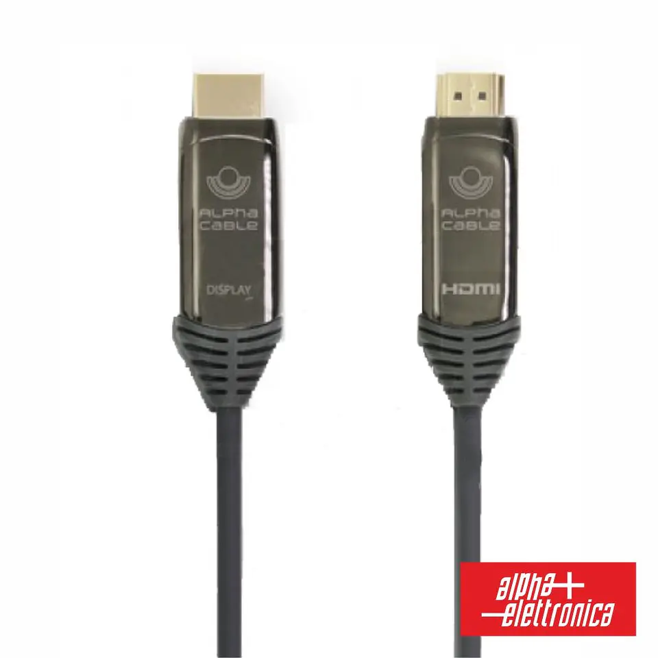 Cabo HDMI Fibra Óptica Dourado Macho / Macho Cinza 20M ALPHA 1