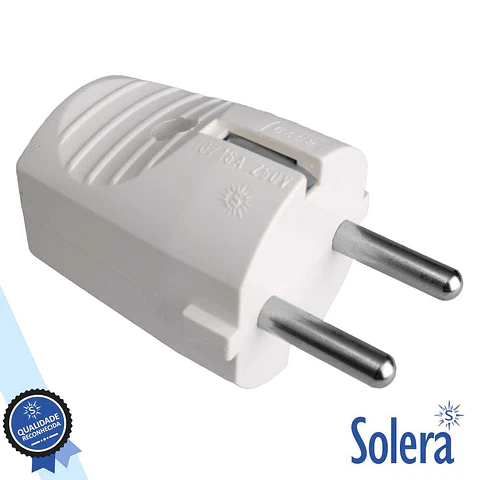 FICHA SCHUKO MACHO C/ TERRA 250V BRANCA SOLERA