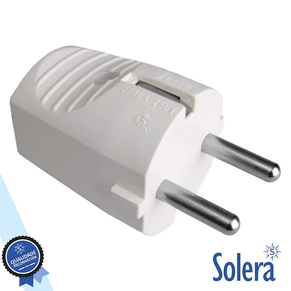 FICHA SCHUKO MACHO C/ TERRA 250V BRANCA SOLERA 1