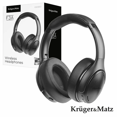 Auscultadores Bluetooth S/ Fios C/ MIC ANC F3A KrugerMatz