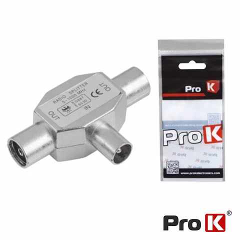 Ficha Coaxial Splitter Tripla 2 Fêmeas / 1 Macho PROK