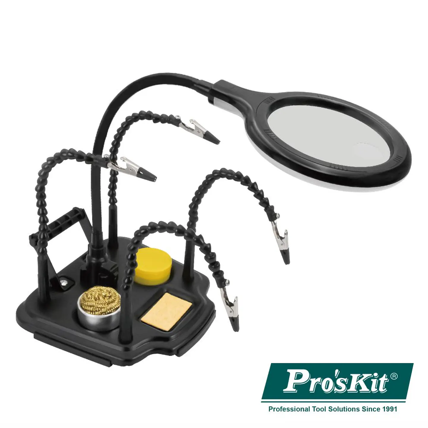 Suporte p/ Soldadura c/ Candeeiro, Pinças, Lupa e Acessórios 1