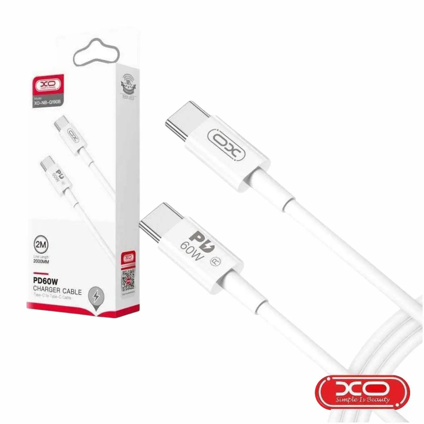 Cabo USB-C Macho / USB-C Macho 2m PD 60W XO 1