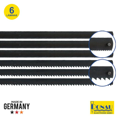 CONJUNTO 6 SERRAS P/ METAL E MADEIRA (3 CADA) 148MM DONAU