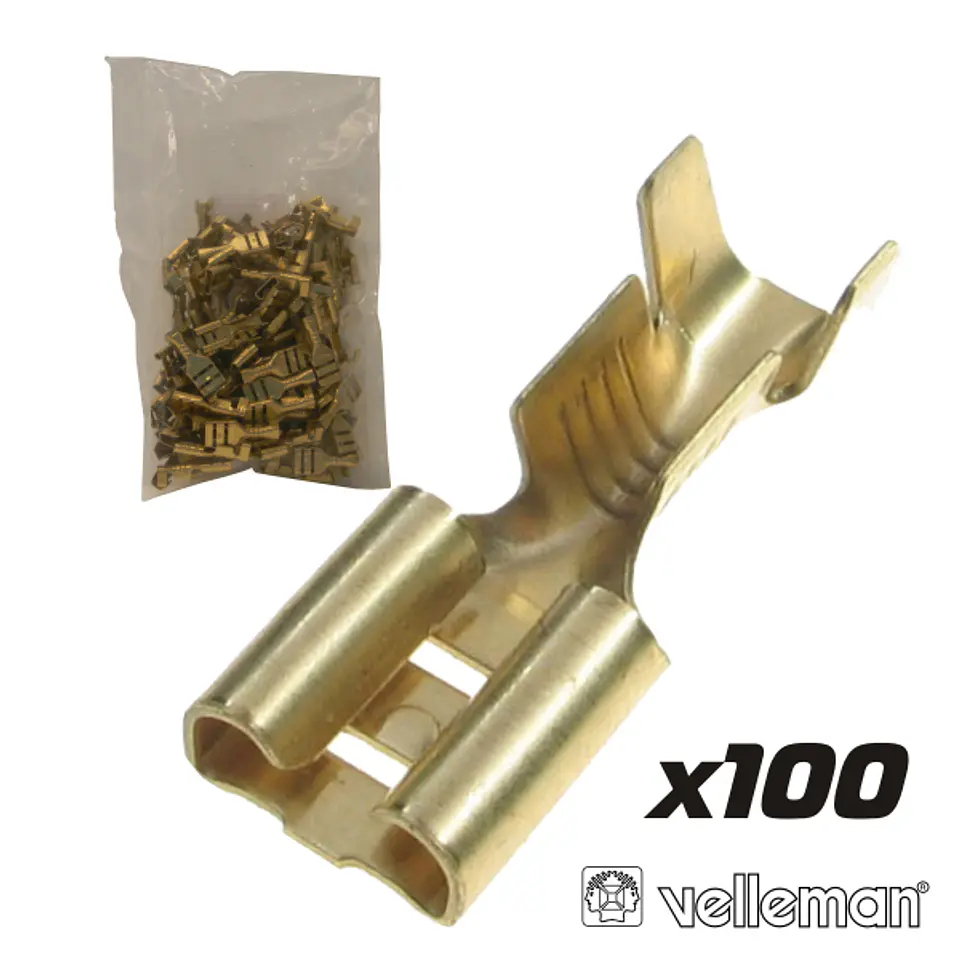 TERMINAL FASTON FÊMEA 6.3X8MM 100X BRONZE VELLEMAN 1
