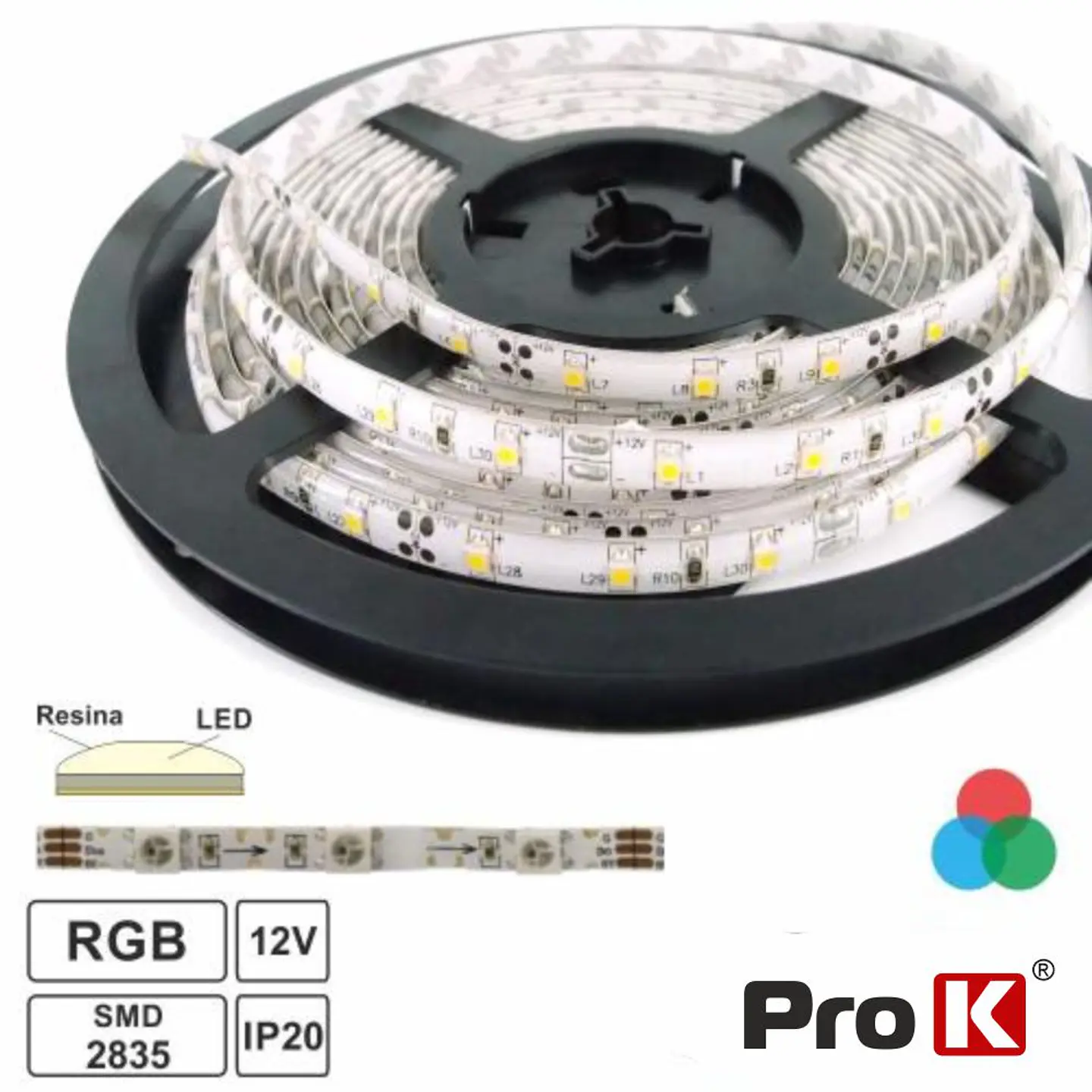 Fita 300 LEDS 2835 RGB 12V 5m PROK 1