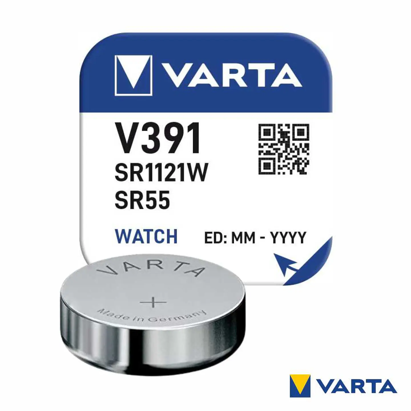 Pilha Óxido Prata Botão V391/SR1121W/SR55 1.55V VARTA 1