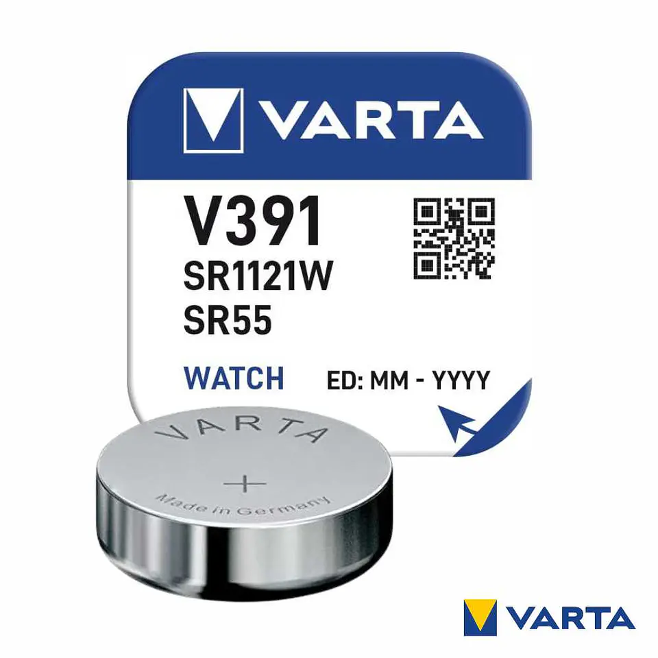 Pilha Óxido Prata Botão V391/SR1121W/SR55 1.55V VARTA 1