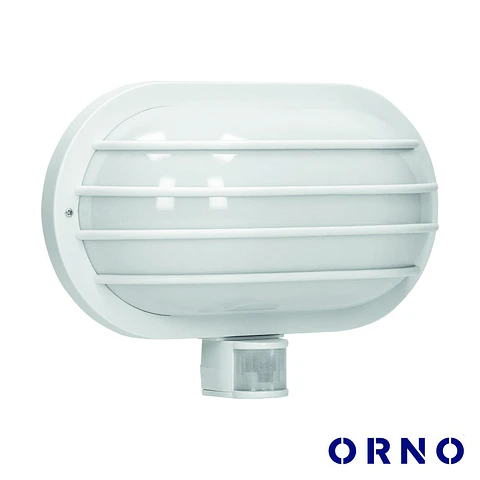 Aplique Oval C/ Sensor Movimentos PIR E27 IP44 Branco ORNO