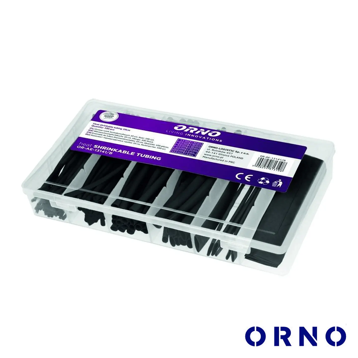 Conjunto de Tubos Manga Termoretráctil Preto 100pcs ORNO 1