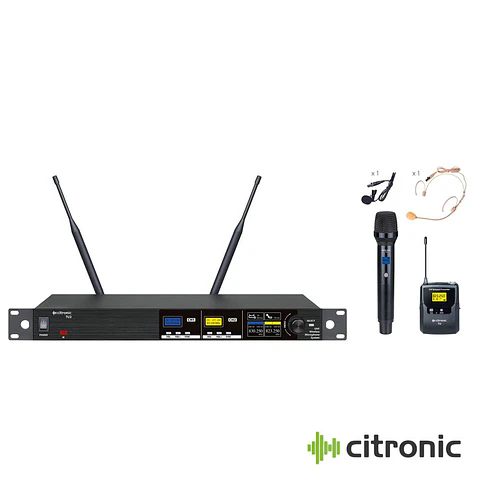 Central UHF Profissional S/ Fios 2 Canais CITRONIC