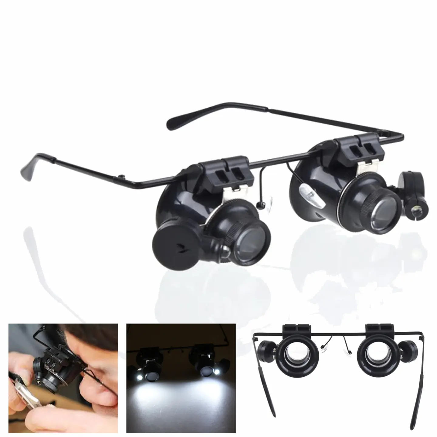 ÓCULOS C/ LUPA 20X E 2 LEDS BRANCOS 1