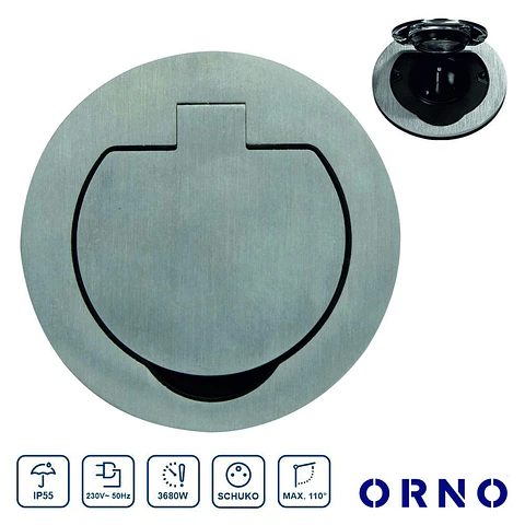 Tomada Elétrica Encastrar 1x Schuko Cinzenta Ø95mm ORNO