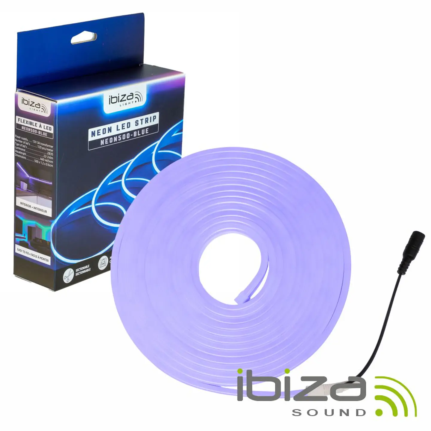 Fita 600 LEDS 2835 12V 5m IP65 Efeito Néon Azul IBIZA 1