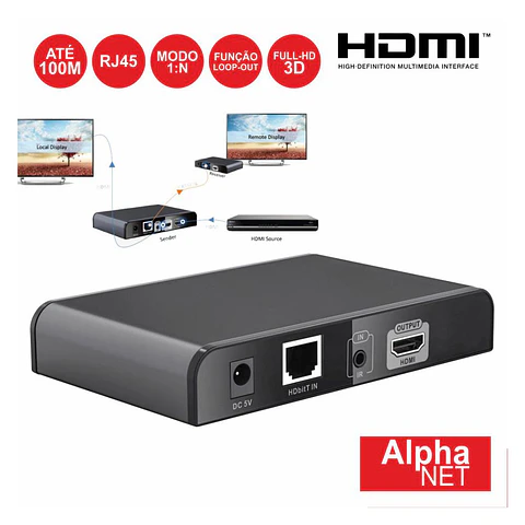 RECEPTOR HDMI LOOP VIA RJ45 CAT6 100M P/ CT375/9 ALPHANET