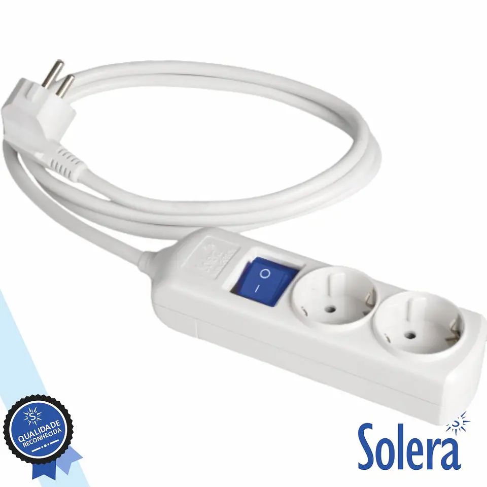 Extensão Elétrica 2x Schuko C/ Interruptor 5M Branco SOLERA 1