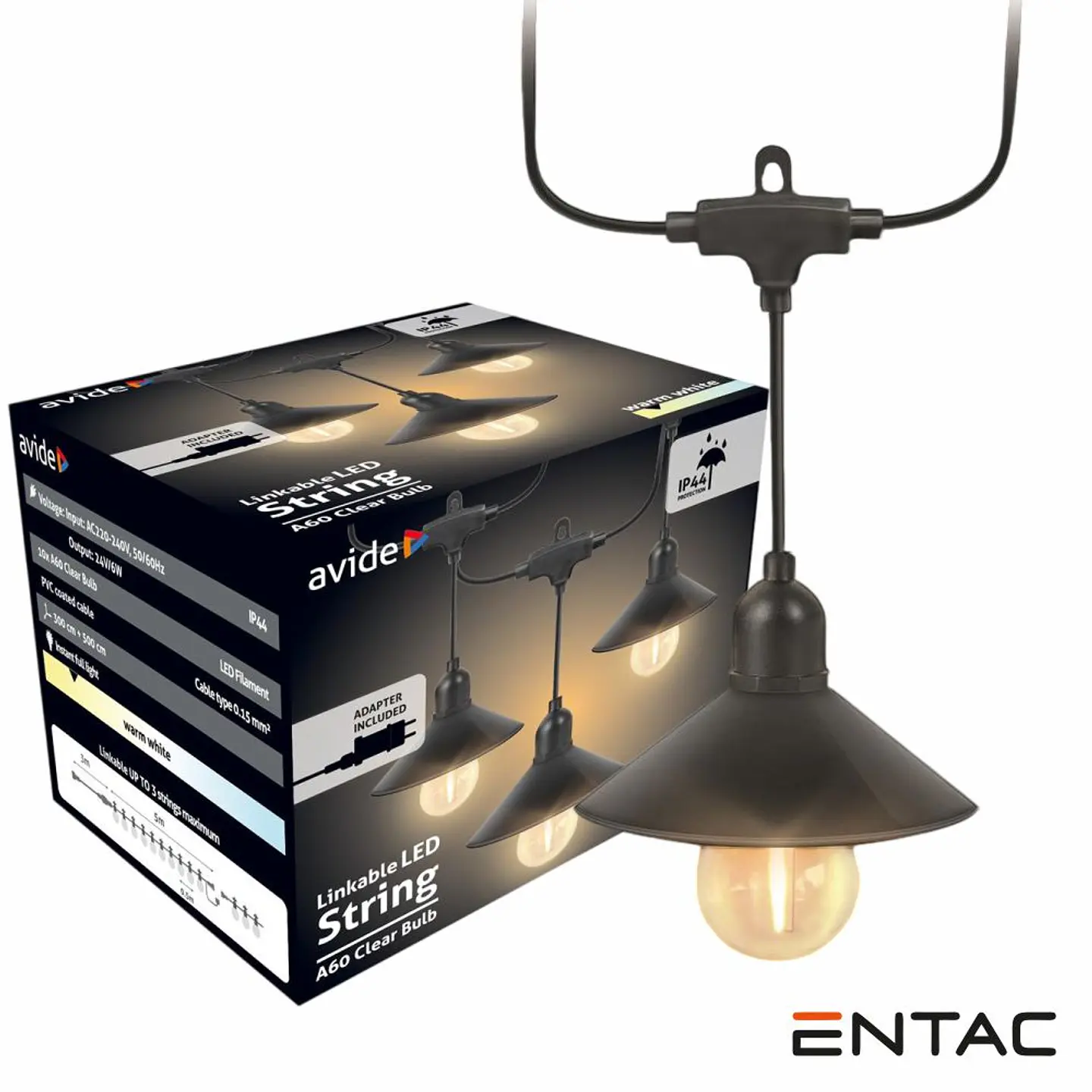 Corrente de Iluminação C/ 10 Lâmpadas 3000K 3+5m ENTAC 1
