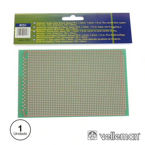 PLACA CIRCUITO IMPRESSO PERFURADA EM PONTOS 100X160MM