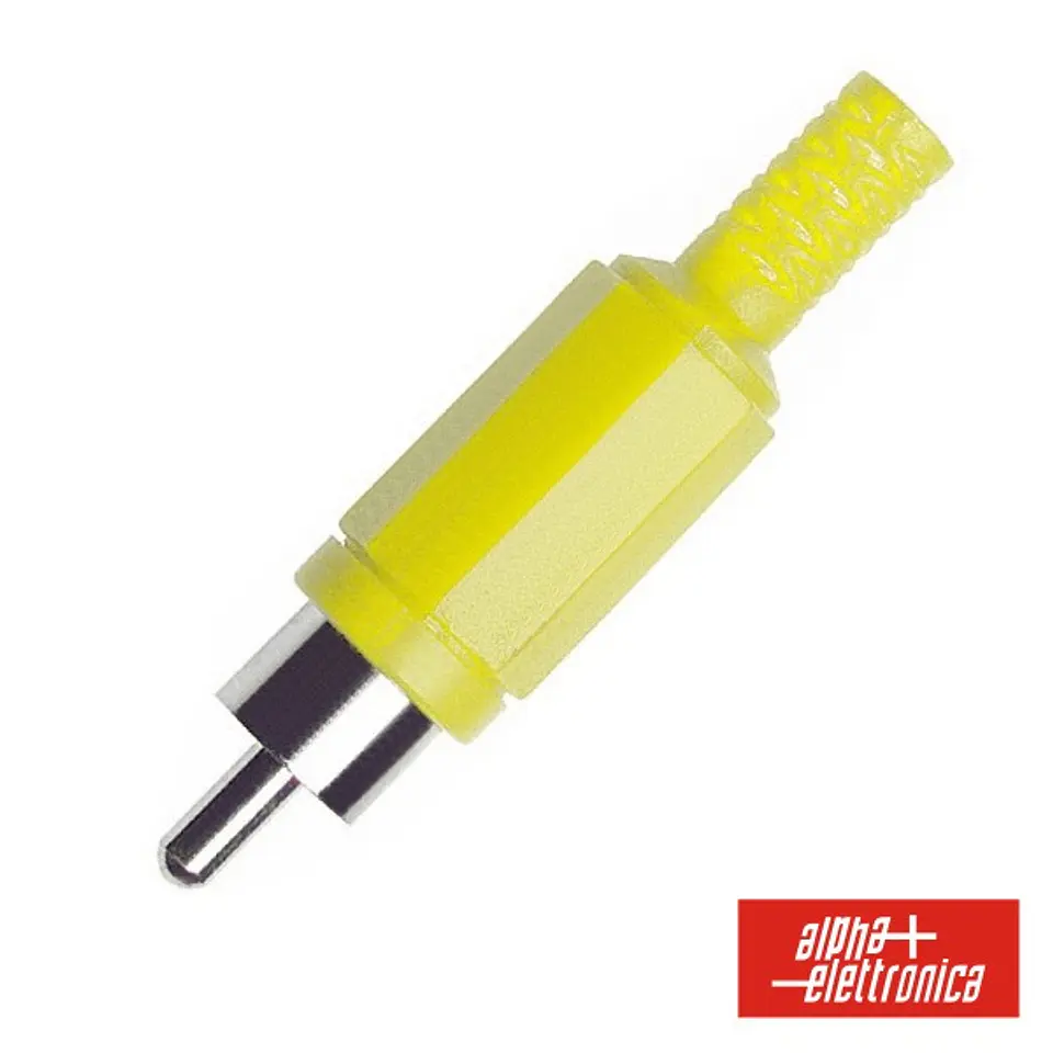 FICHA RCA MACHO AMARELA PVC C/ PROTEÇÃO DE CABO 1