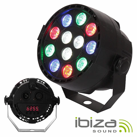 PROJETOR PAR C/ 12 LEDS 1W CREE RGBW DMX MIC IBIZA