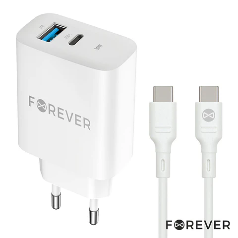 Alimentador Comutado 1xUSB-C/1xUSB-A PD/QC 30W FOREVER