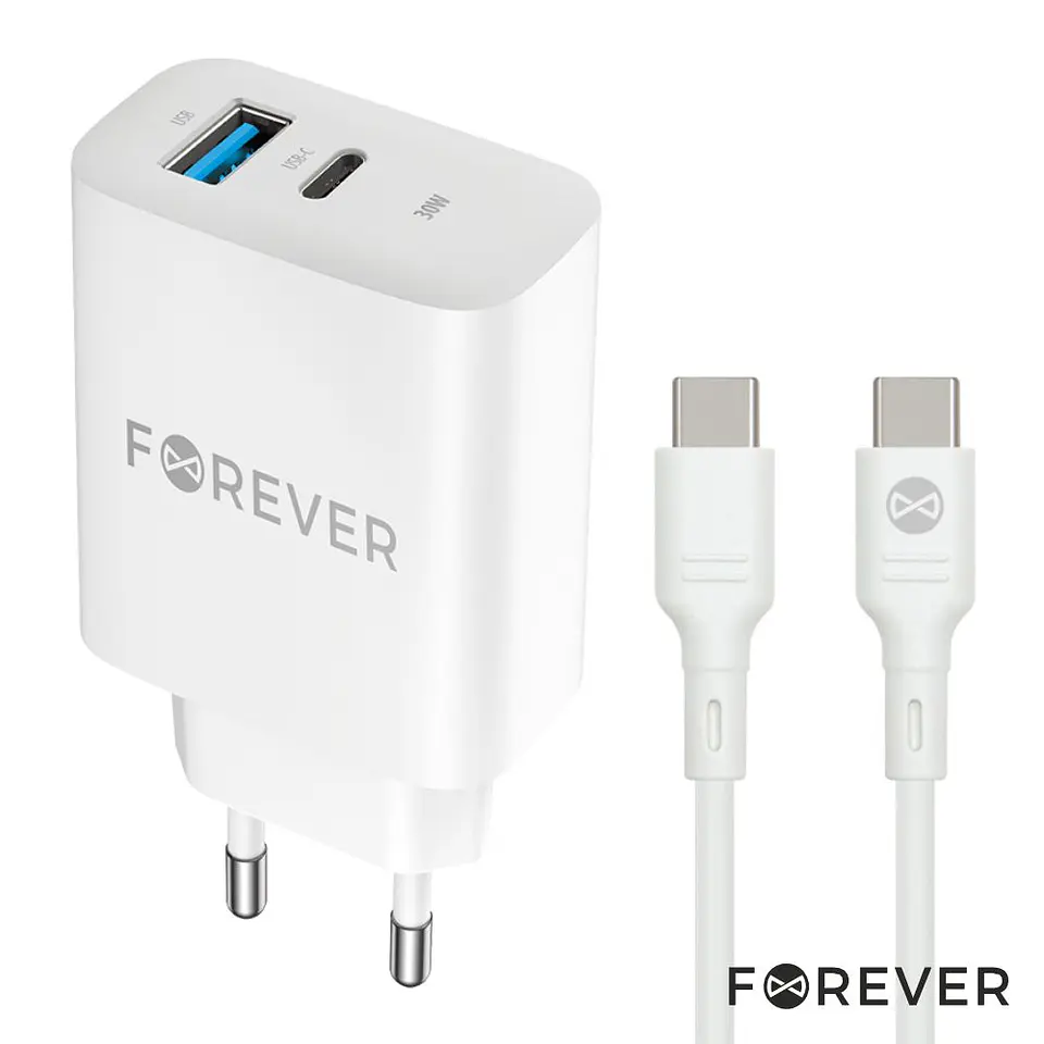Alimentador Comutado 1xUSB-C/1xUSB-A PD/QC 30W FOREVER 1