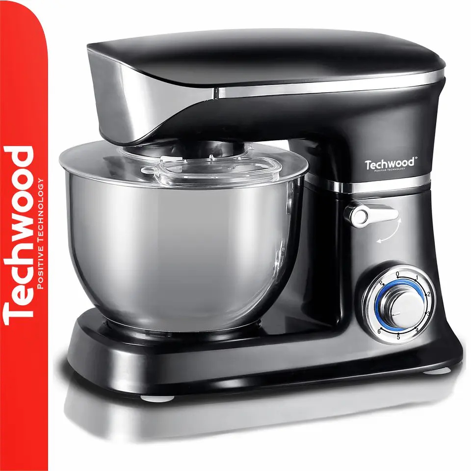 Batedeira Elétrica 1300W C/ Taça Inox 6.5L Preto TECHWOOD 1