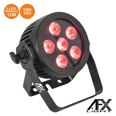 PROJETOR PAR C/ 6 LEDS RGBAW-UV 12W DMX+HSV AFXLIGHT