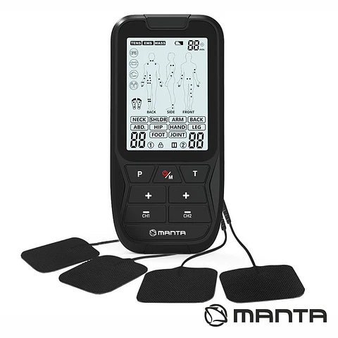 Electroestimulador Muscular Portátil c/ 4 Eléctrodos MANTA