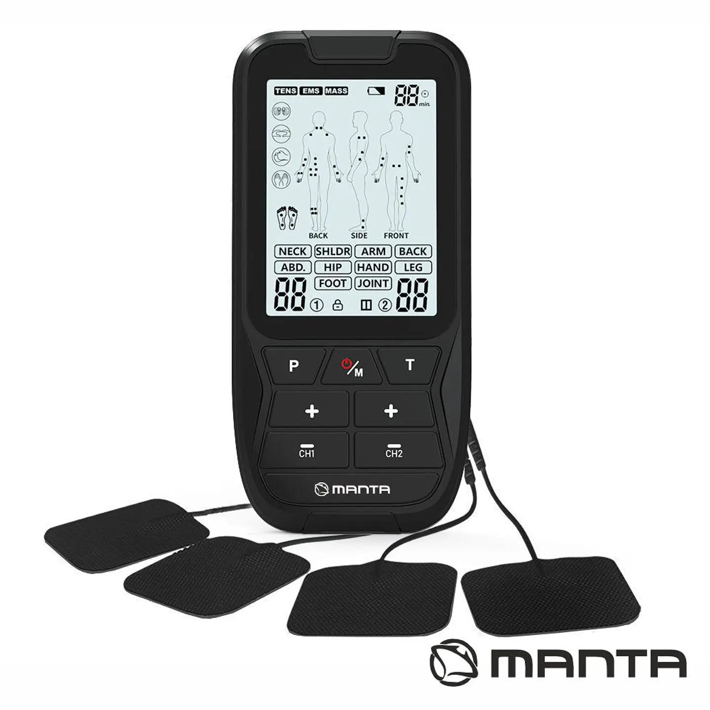 Electroestimulador Muscular Portátil c/ 4 Eléctrodos MANTA 1