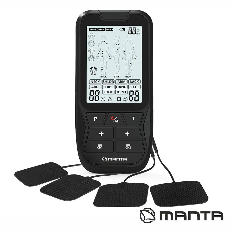 Electroestimulador Muscular Portátil c/ 4 Eléctrodos MANTA 1