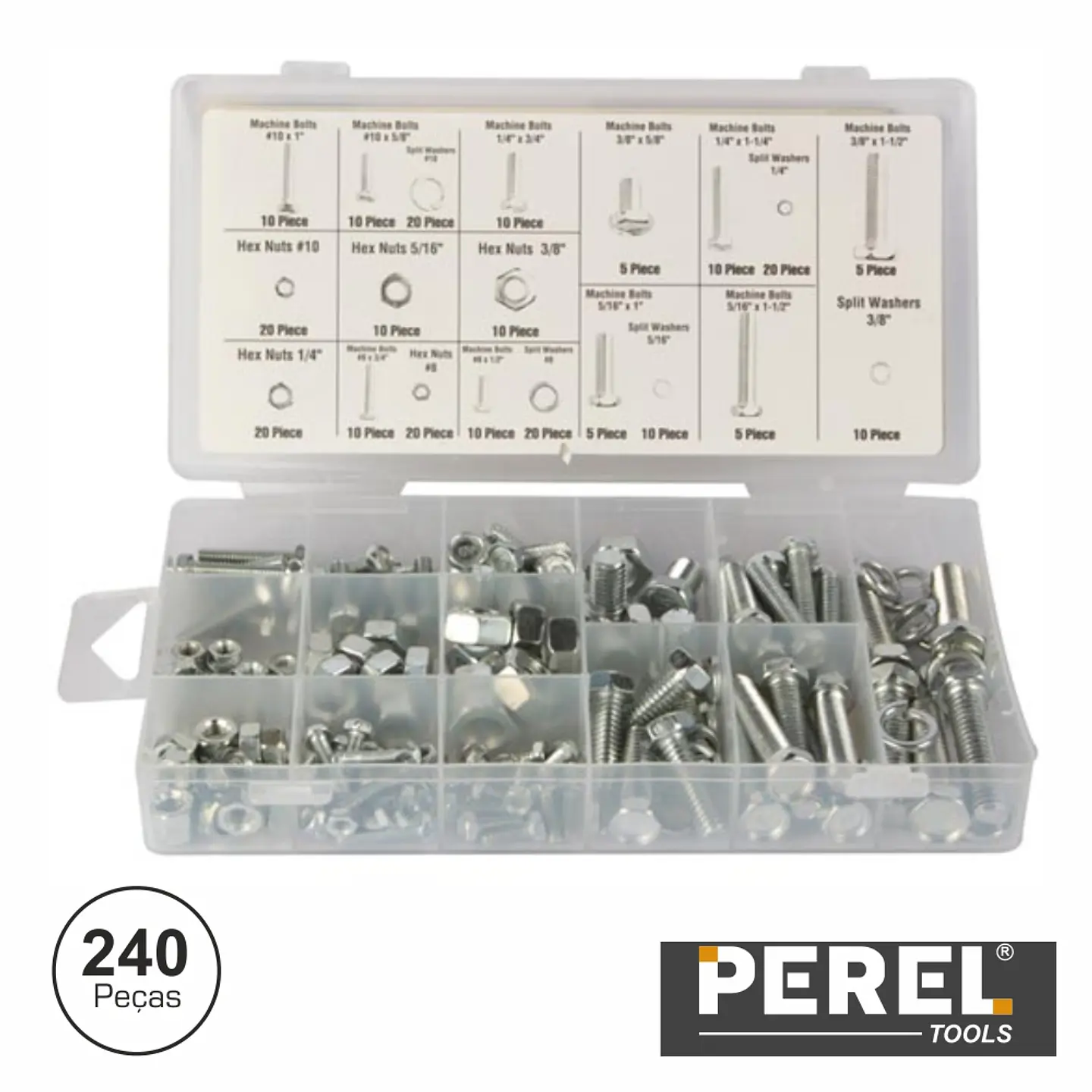 CONJUNTO DE PORCAS ANILHAS E PARAFUSOS 240X PEREL 1