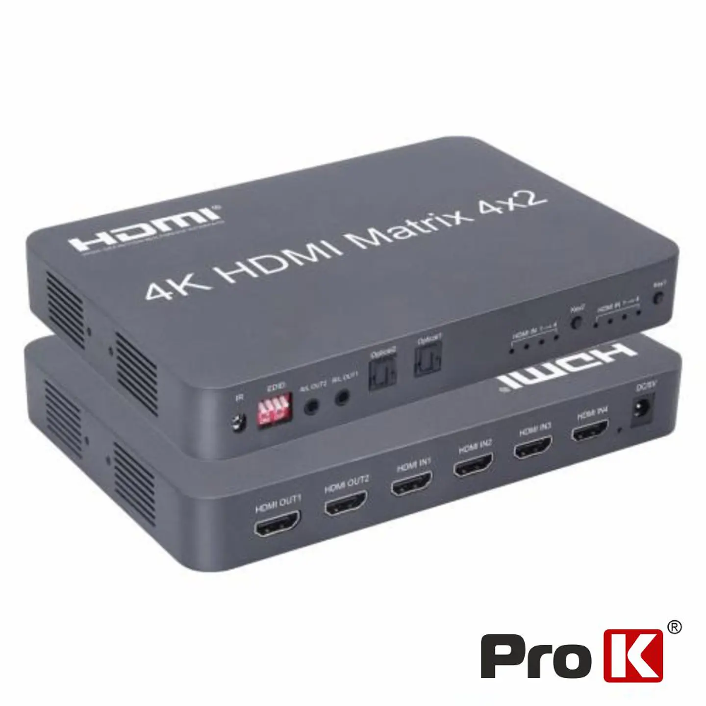 DISTRIBUIDOR COMUTADOR HDMI 4 ENTRADAS 2 SAÍDAS 4K EDID PROK 1