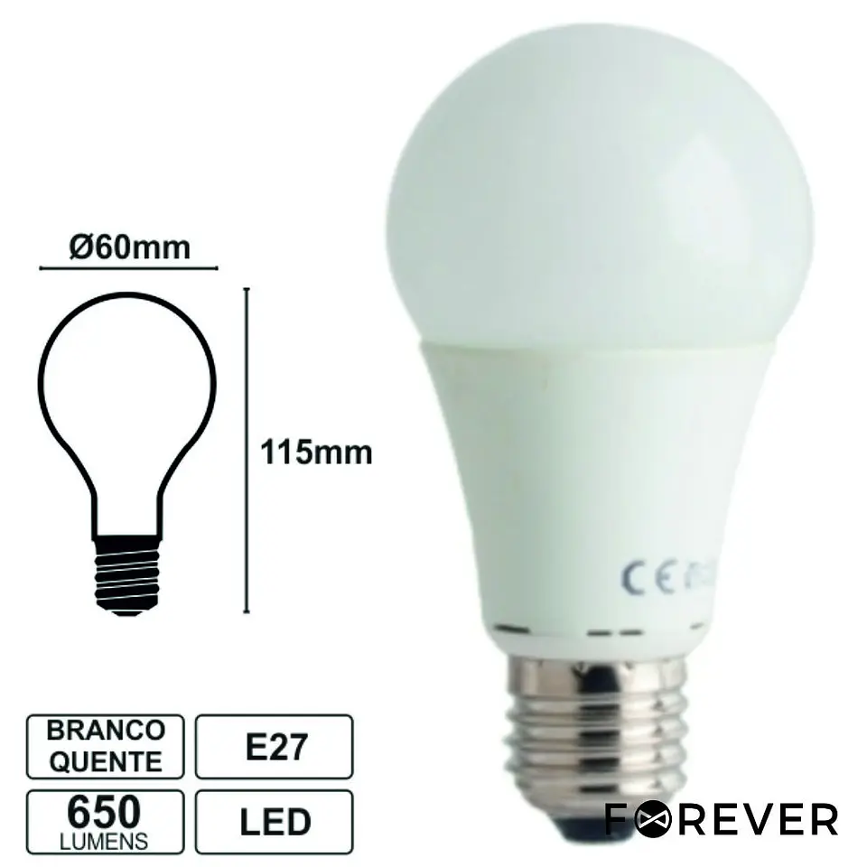 LÂMPADA E27 7W=60W 230V 7 LEDS SMD 3528 GLOBO BRANCO QUENTE 1
