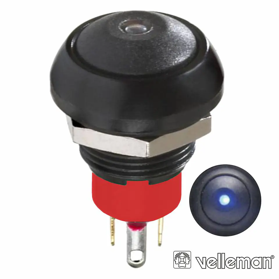 Interruptor Pressão Miniatura 1 LED 1p Spst (On)-Off Preto 1