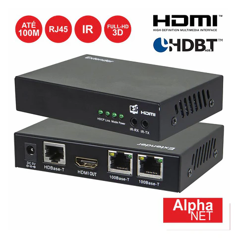 RECEPTOR HDMI RJ45 HDBASET IR 100M ALPHANET