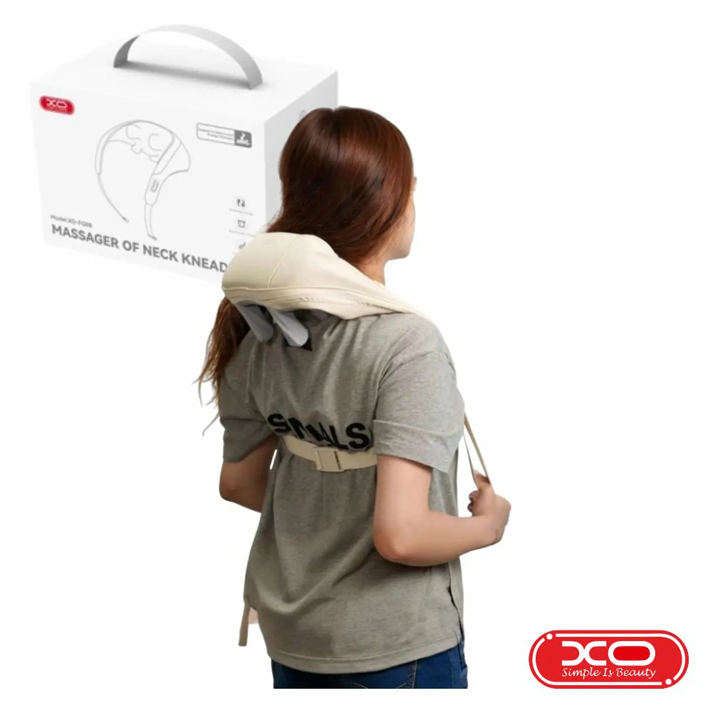 Massajador De Pescoço C/ Bateria 1200mAh Bege XO 1