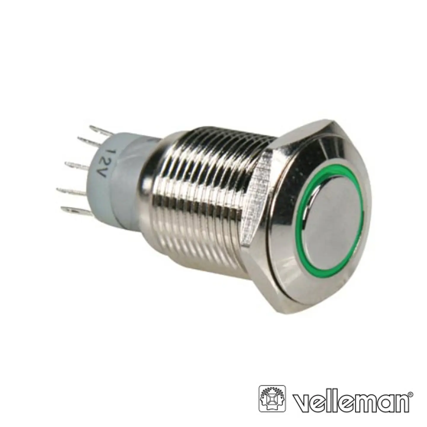 INTERRUPTOR REDONDO DE METAL SPDT 1NA 1NC ANEL VERDE 1