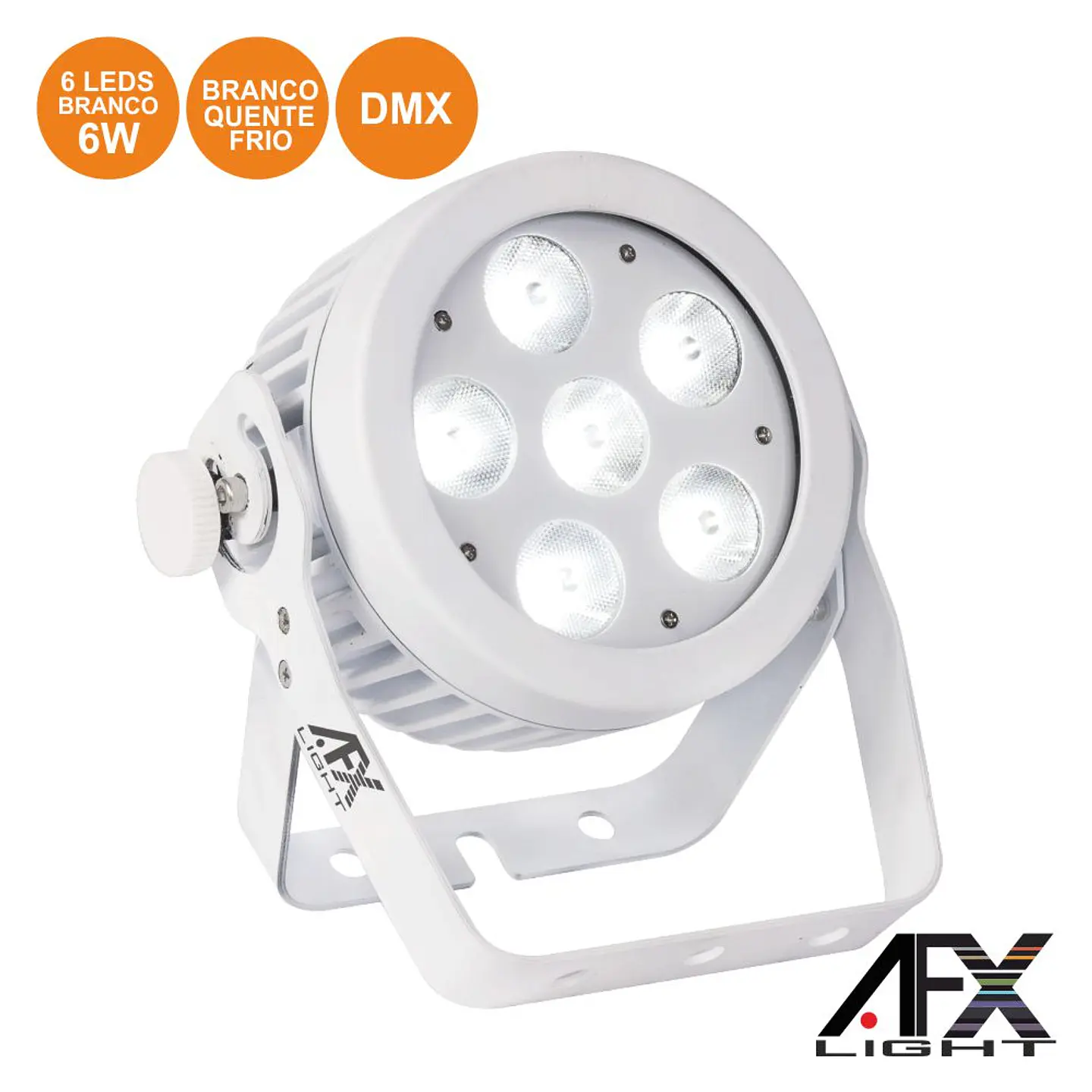 PROJETOR PAR C/ 6 LEDS BRANCOS 2 TONS 6W DMX AFXLIGHT 1
