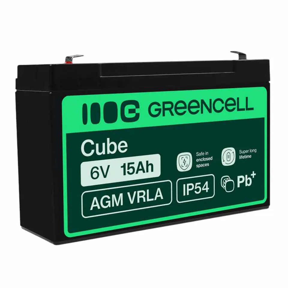Bateria Chumbo Gel AGM 6V 15A GREEN CELL 1