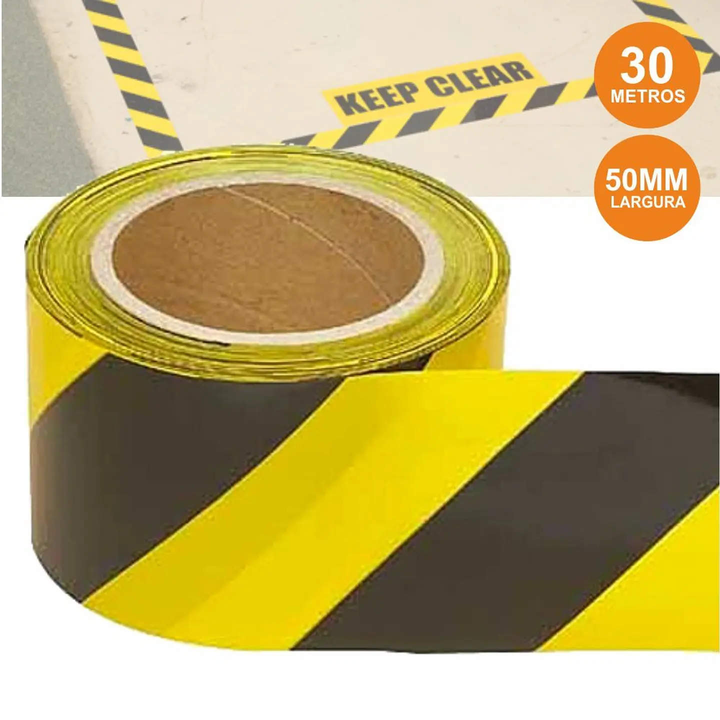 FITA ADESIVA SINALIZAÇÃO AMARELA/PRETA 50MMx30M 1