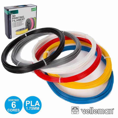 CONJUNTO DE FILAMENTOS P/ IMPRESSÃO 3D 1.75MM 6 CORES