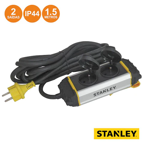 TOMADA ELÉTRICA C/ 2 SAÍDAS E SUPORTE 1.5M IP44 STANLEY