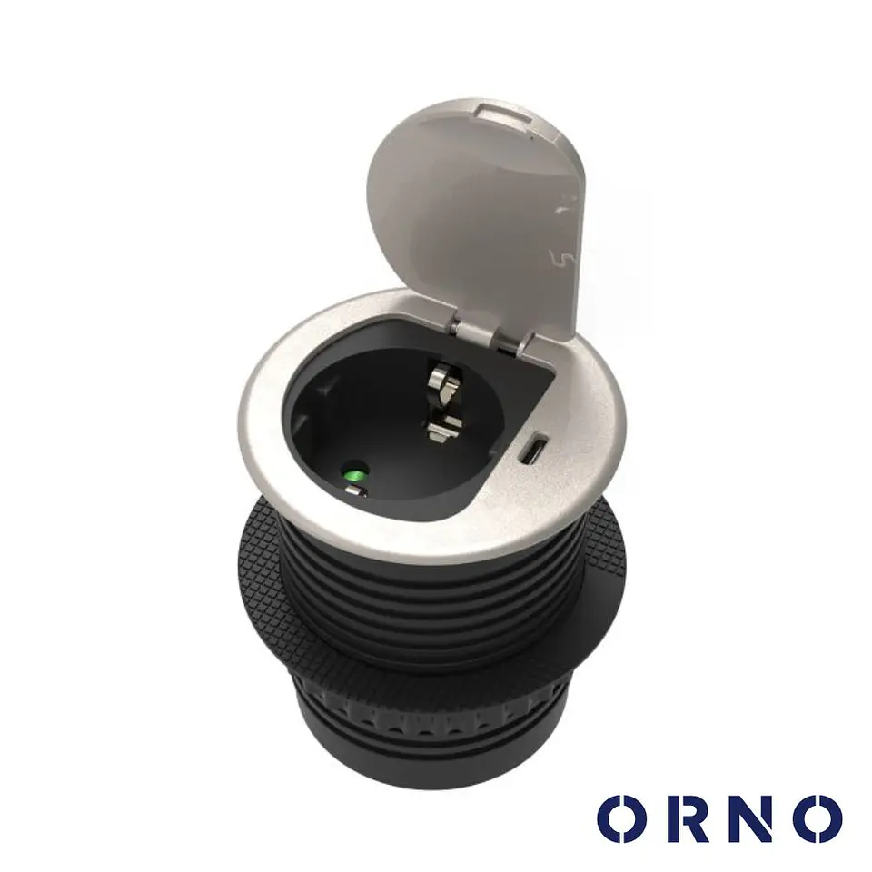 Tomada Elétrica P/ Secretária C/ 1 Saída E 1 USB-C ORNO 1