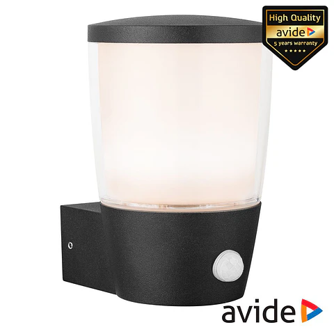 Candeeiro Parede LED 7W E27 IP54 C/ Sensor PIR AVIDE